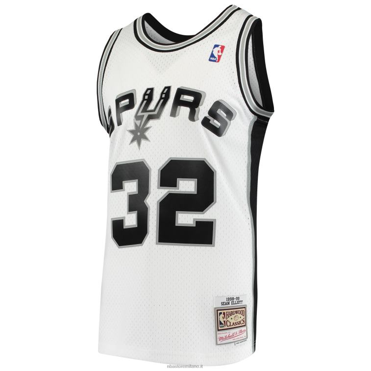 NBA 00F2L2762 san antonio spurs sean elliott mitchell & ness bianco legno duro classici maglia swingman
