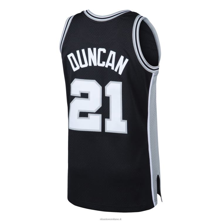 NBA 00F2L430 san antonio spurs tim duncan mitchell & ness black hardwood classics maglia swingman