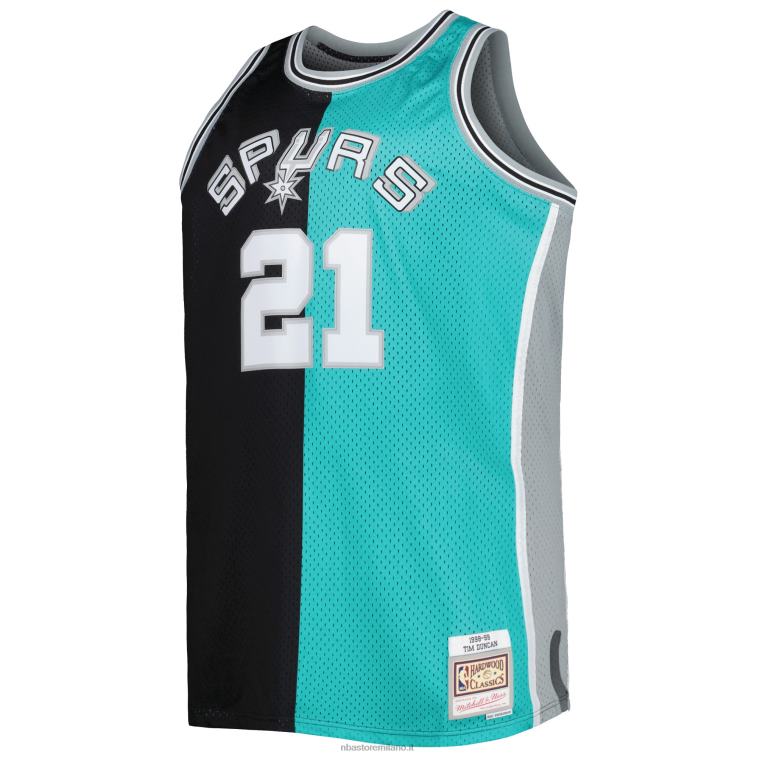 NBA 00F2L4519 san antonio spurs mitchell & ness black/teal big & tall hardwood classics split swingman jersey