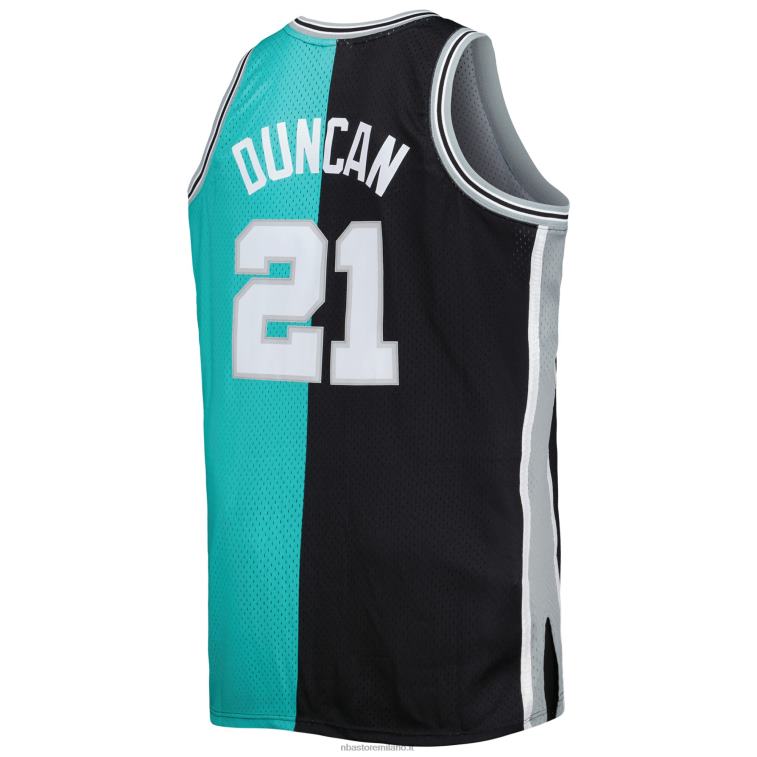 NBA 00F2L4519 san antonio spurs mitchell & ness black/teal big & tall hardwood classics split swingman jersey