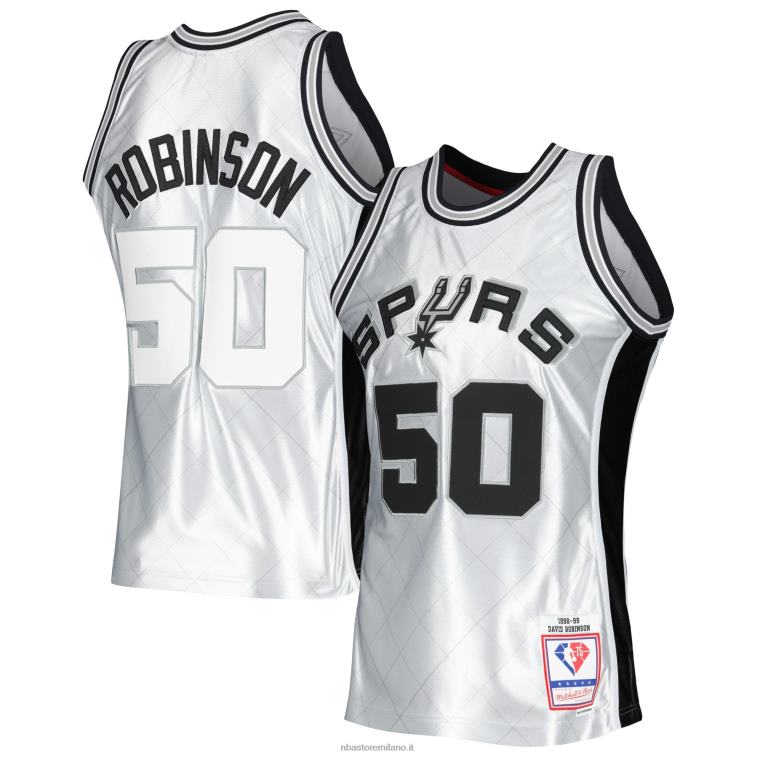 NBA 00F2L5725 san antonio spurs david robinson platinum hardwood classics maglia swingman 75° anniversario