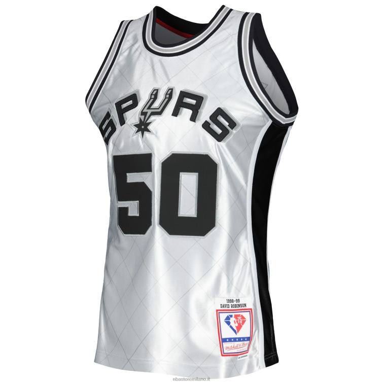 NBA 00F2L5725 san antonio spurs david robinson platinum hardwood classics maglia swingman 75° anniversario