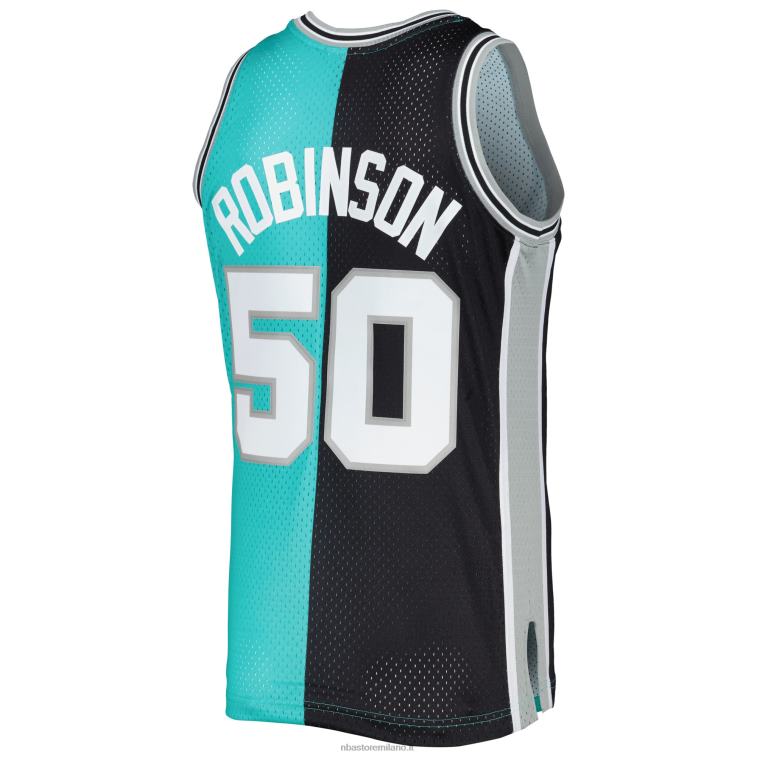 NBA 00F2L6235 san antonio spurs david robinson mitchell & ness black/teal hardwood classics split swingman jersey