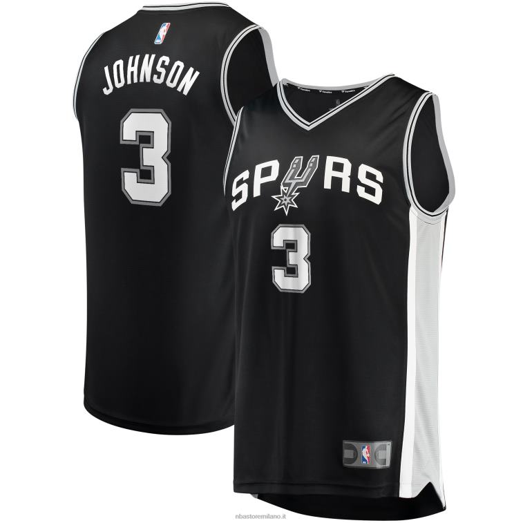 NBA 00F2L6378 san antonio spurs keldon johnson maglia replica fast break nera