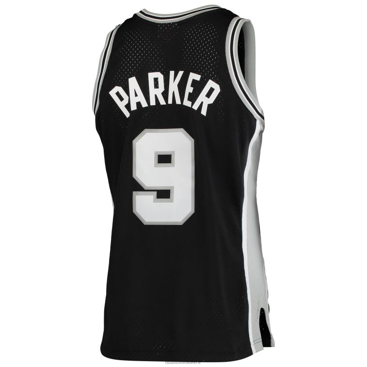 NBA 00F2L6865 san antonio spurs tony parker # 9 mitchell & ness black hardwood classics swingman jersey