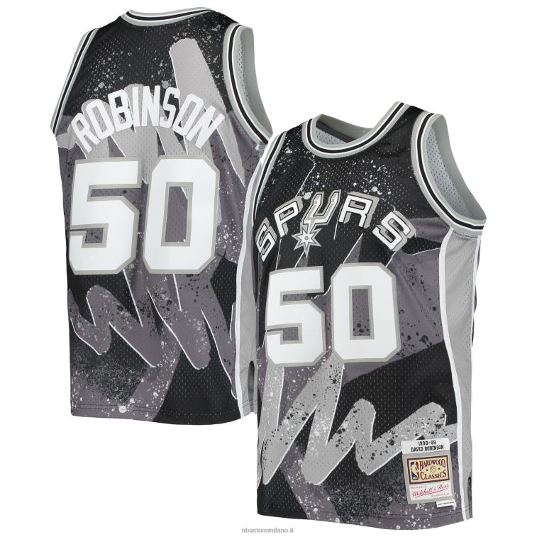 NBA 00F2L7031 san antonio spurs david robinson mitchell & ness black hardwood classics hyper hoops swingman jersey