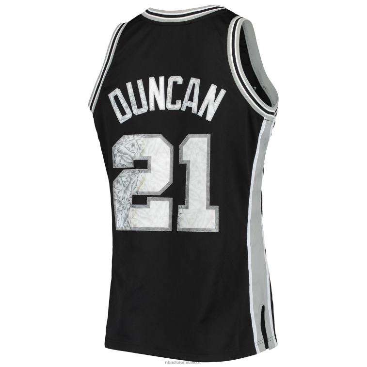 NBA 00F2L7143 san antonio spurs tim duncan black hardwood classics 75° anniversario maglia swingman diamante