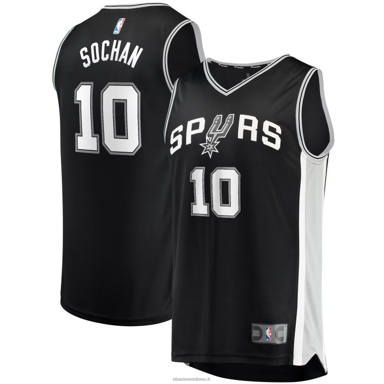 NBA 00F2L7809 san antonio spurs jeremy sochan black draft first round pick fast break maglia giocatore replica