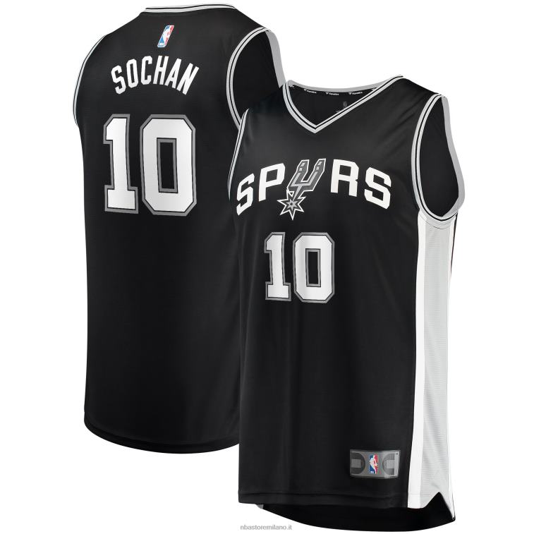 NBA 00F2L7809 san antonio spurs jeremy sochan black draft first round pick fast break maglia giocatore replica