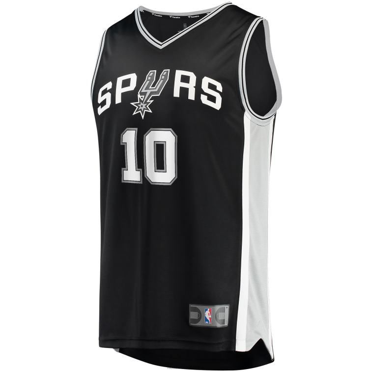 NBA 00F2L7809 san antonio spurs jeremy sochan black draft first round pick fast break maglia giocatore replica
