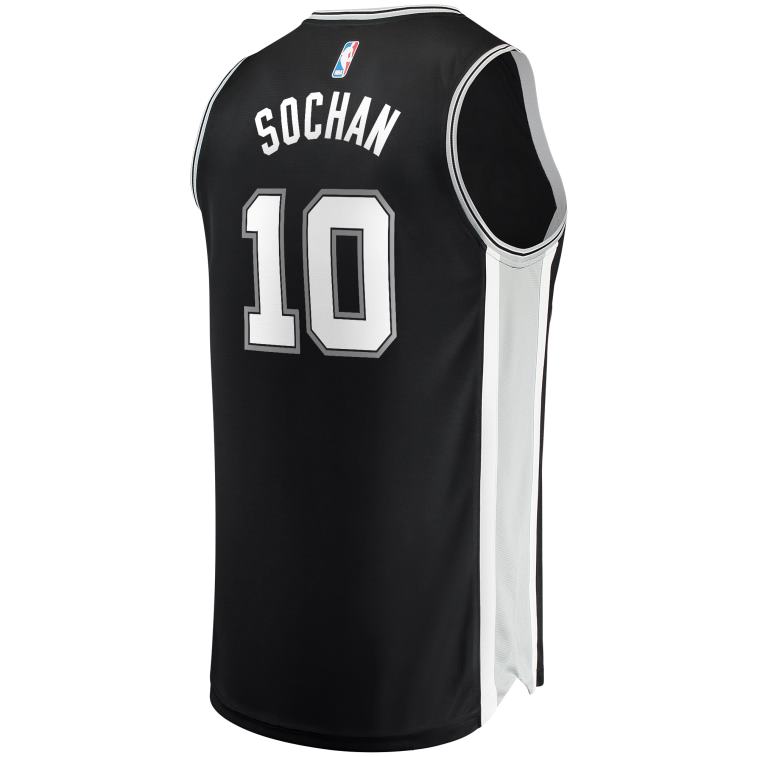 NBA 00F2L7809 san antonio spurs jeremy sochan black draft first round pick fast break maglia giocatore replica