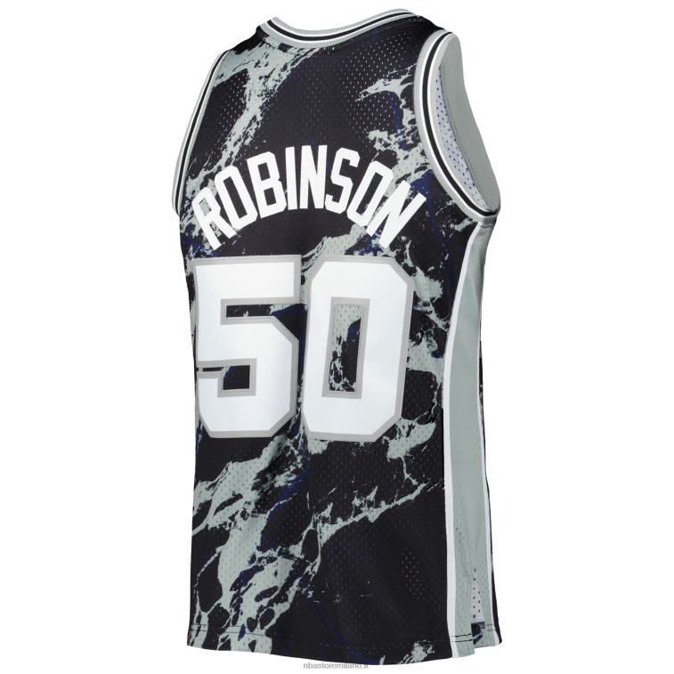 NBA 00F2L8221 san antonio spurs david robinson mitchell & ness black hardwood classics jersey swingman in marmo