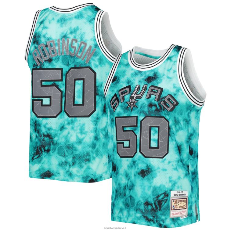 NBA 00F2L8265 san antonio spurs david robinson maglia swingman mitchell & ness teal galaxy