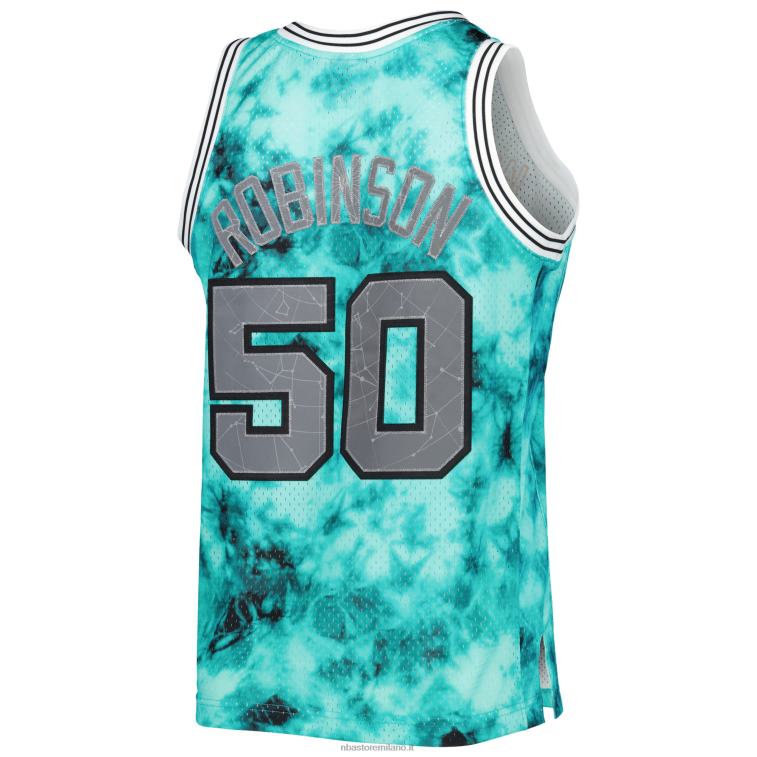 NBA 00F2L8265 san antonio spurs david robinson maglia swingman mitchell & ness teal galaxy