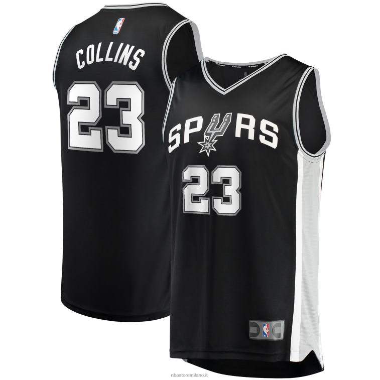 NBA 00F2L8630 san antonio spurs zach collins maglia replica fast break nera