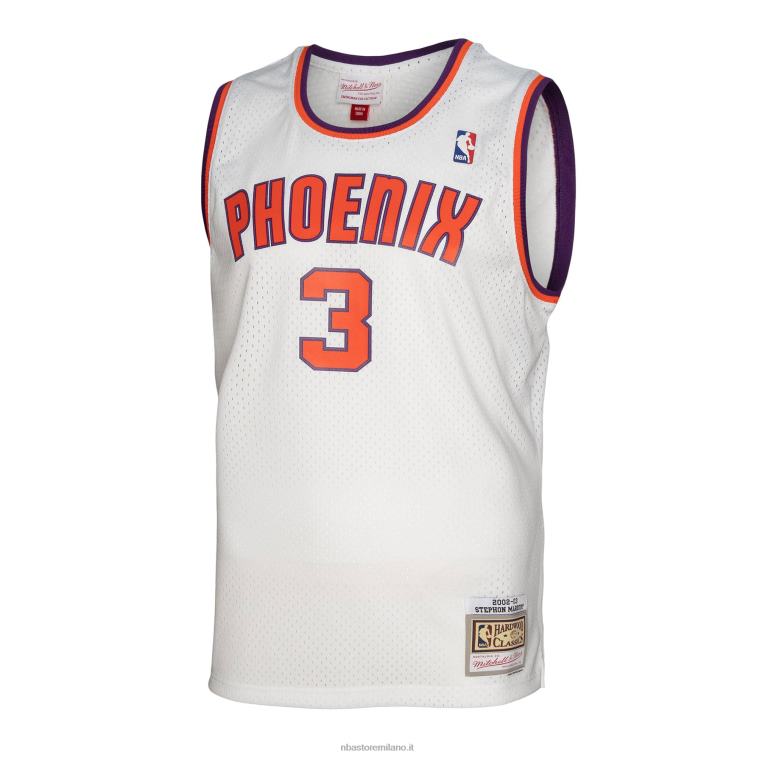 NBA 00F2L4252 phoenix suns stephon marbury mitchell & ness bianco legno duro classici maglia swingman