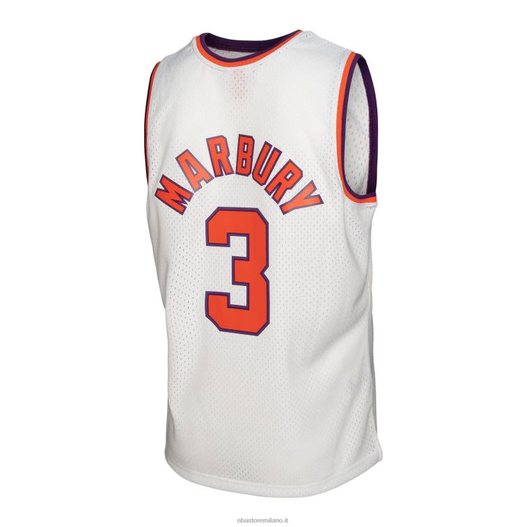 NBA 00F2L4252 phoenix suns stephon marbury mitchell & ness bianco legno duro classici maglia swingman