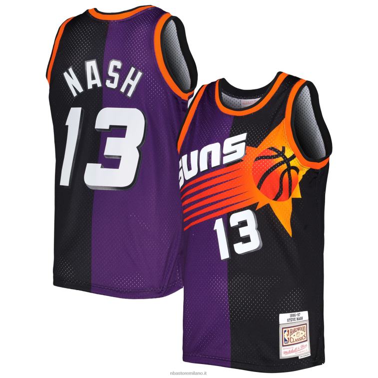 NBA 00F2L476 phoenix suns steve nash mitchell & ness maglia swingman divisa in legno duro viola/nero classici