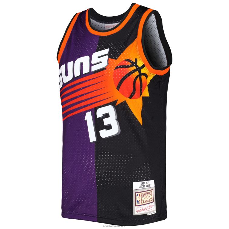 NBA 00F2L476 phoenix suns steve nash mitchell & ness maglia swingman divisa in legno duro viola/nero classici