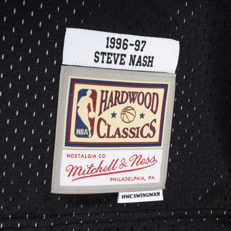 NBA 00F2L476 phoenix suns steve nash mitchell & ness maglia swingman divisa in legno duro viola/nero classici