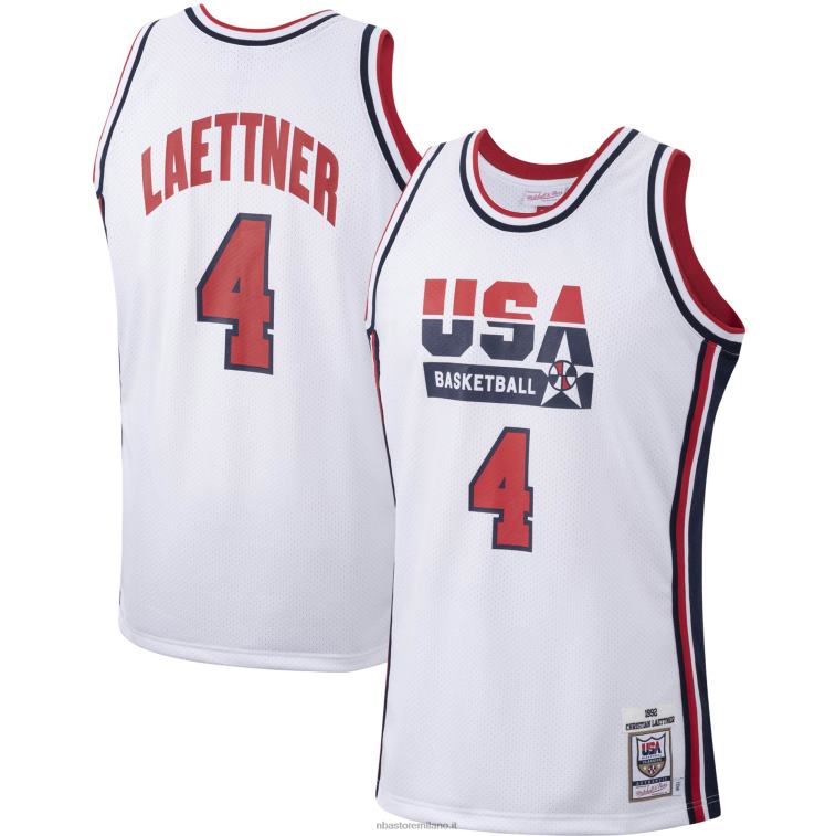 NBA 00F2L2920 maglia da basket usa christian laettner mitchell & ness bianca autentica 1992