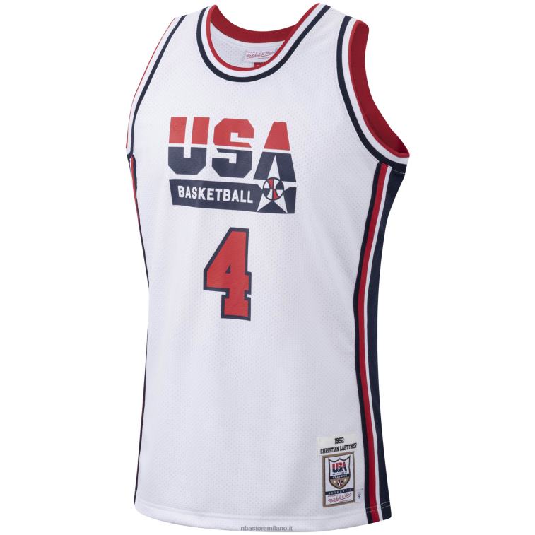 NBA 00F2L2920 maglia da basket usa christian laettner mitchell & ness bianca autentica 1992