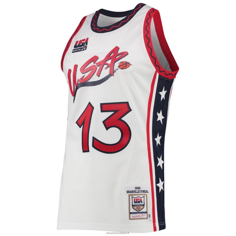 NBA 00F2L6985 usa basket shaquille o\'neal mitchell & ness white hardwood classics maglia autentica