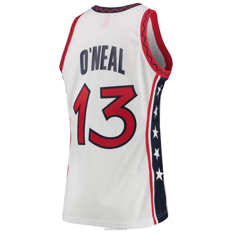 NBA 00F2L6985 usa basket shaquille o\'neal mitchell & ness white hardwood classics maglia autentica