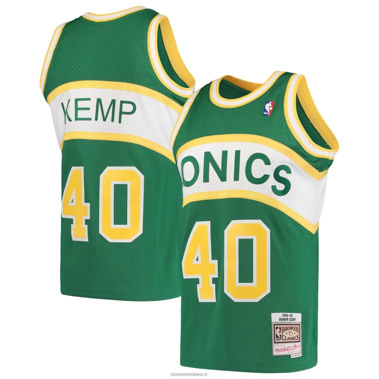NBA 00F2L2038 Seattle Supersonics Shawn Kemp Mitchell & Ness Green Hardwood Classics Maglia Swingman