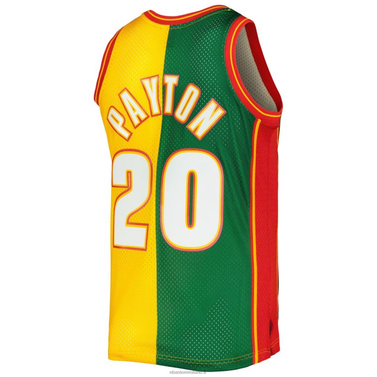 NBA 00F2L3327 Seattle Supersonics Gary Payton Mitchell & Ness Green/Gold Hardwood Classics Split Swingman Jersey
