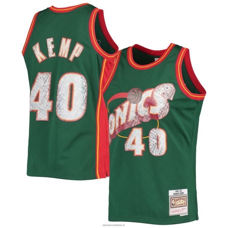 NBA 00F2L6611 Seattle Supersonics Shawn Kemp Green Hardwood Classics 75th Anniversary Diamond Swingman Jersey