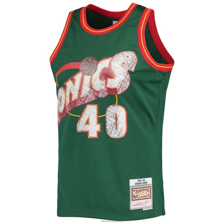NBA 00F2L6611 Seattle Supersonics Shawn Kemp Green Hardwood Classics 75th Anniversary Diamond Swingman Jersey