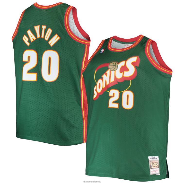 NBA 00F2L7540 seattle supersonics gary payton mitchell & ness green big & tall hardwood classici maglia swingman