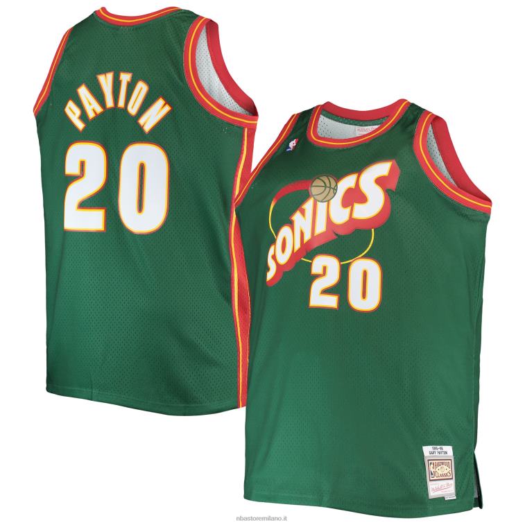 NBA 00F2L7540 seattle supersonics gary payton mitchell & ness green big & tall hardwood classici maglia swingman