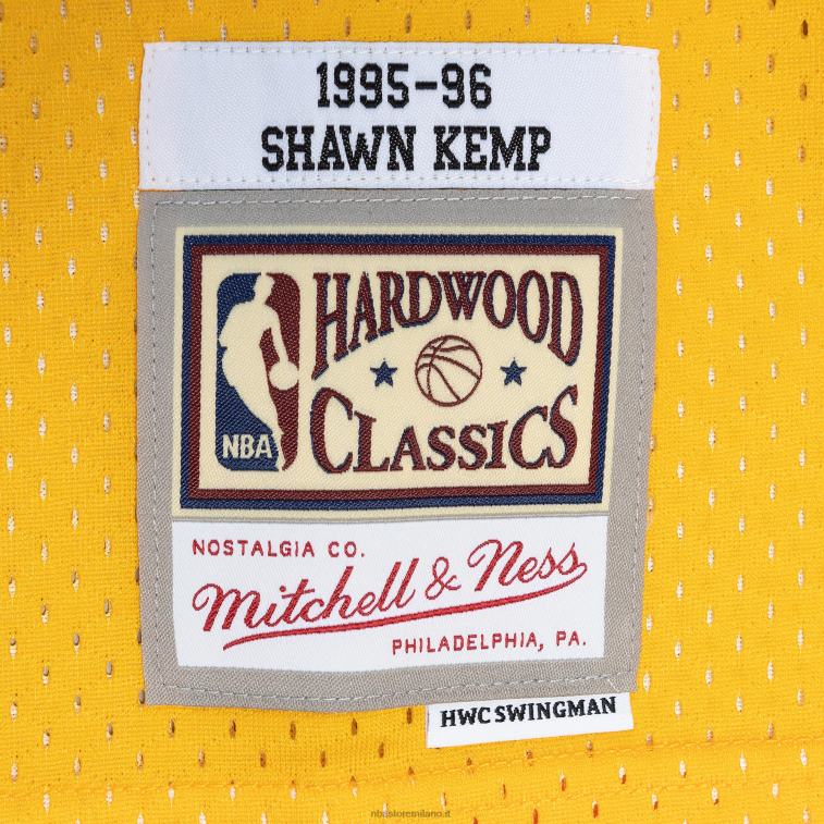NBA 00F2L987 Seattle Supersonics Shawn Kemp Mitchell & Ness Green/Gold Hardwood Classics Split Swingman Jersey