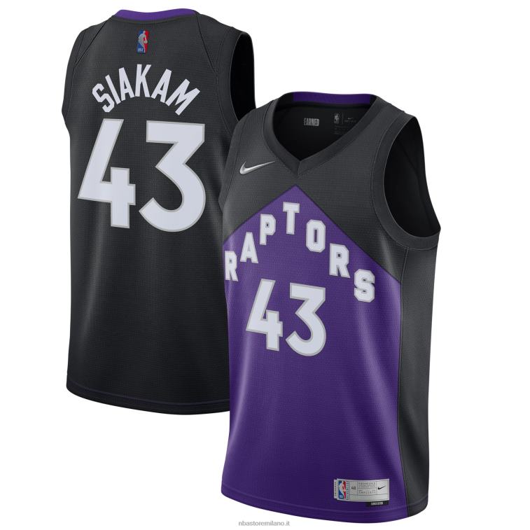 NBA 00F2L11175 toronto raptors pascal siakam nike maglia giocatore swingman nero/viola - edizione guadagnata