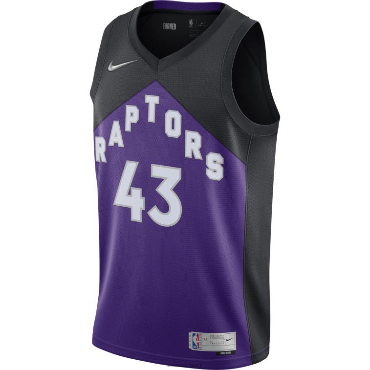 NBA 00F2L11175 toronto raptors pascal siakam nike maglia giocatore swingman nero/viola - edizione guadagnata