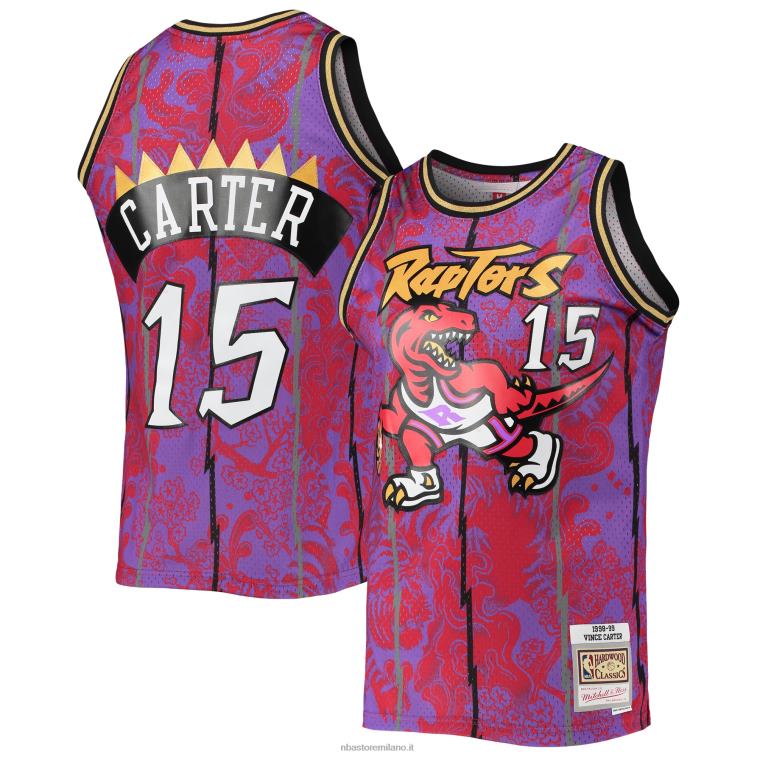 NBA 00F2L1153 toronto raptors vince carter mitchell & ness viola hardwood classici maglia swingman capodanno lunare