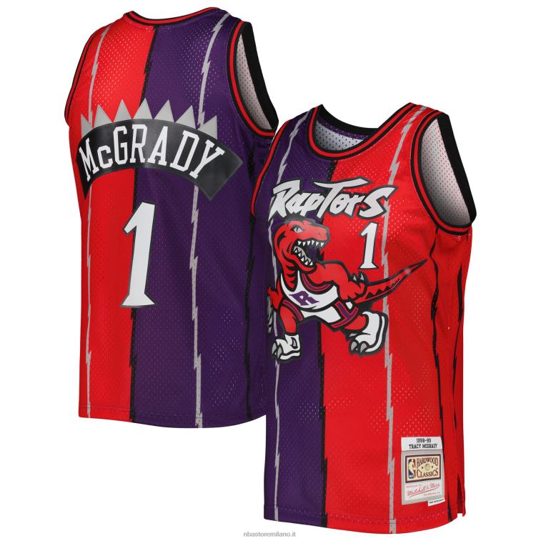 NBA 00F2L1338 toronto raptors tracy mcgrady mitchell & ness maglia swingman divisa in legno duro viola/rosso classici