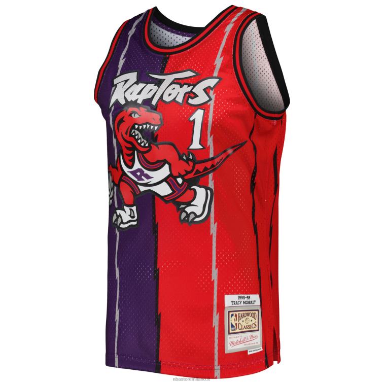 NBA 00F2L1338 toronto raptors tracy mcgrady mitchell & ness maglia swingman divisa in legno duro viola/rosso classici