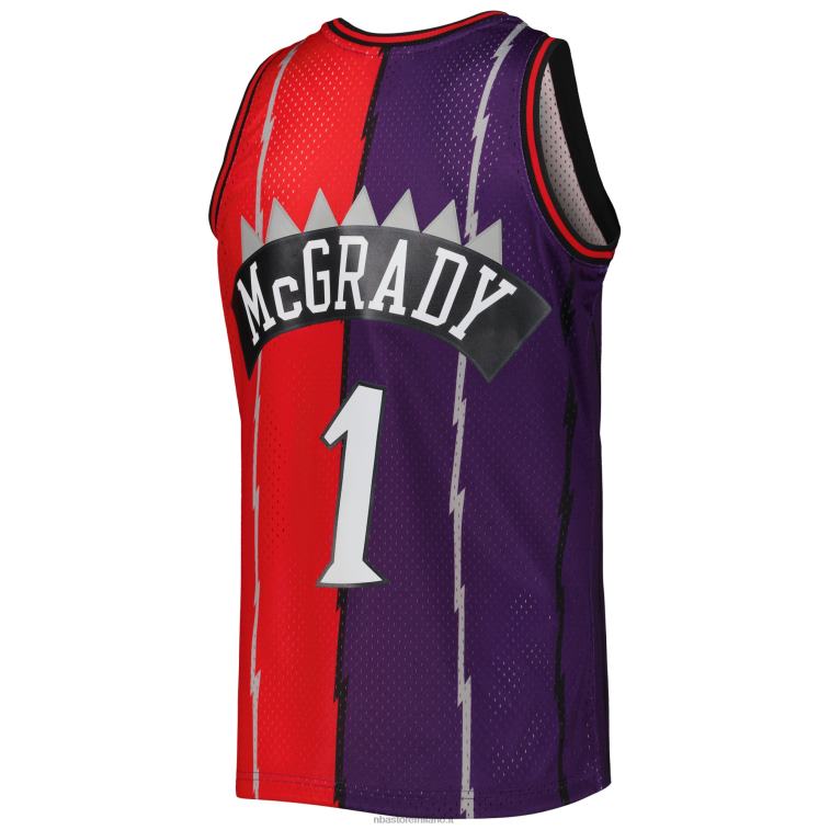 NBA 00F2L1338 toronto raptors tracy mcgrady mitchell & ness maglia swingman divisa in legno duro viola/rosso classici