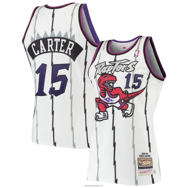 NBA 00F2L1712 toronto raptors vince carter mitchell & ness white hardwood classici maglia autentica
