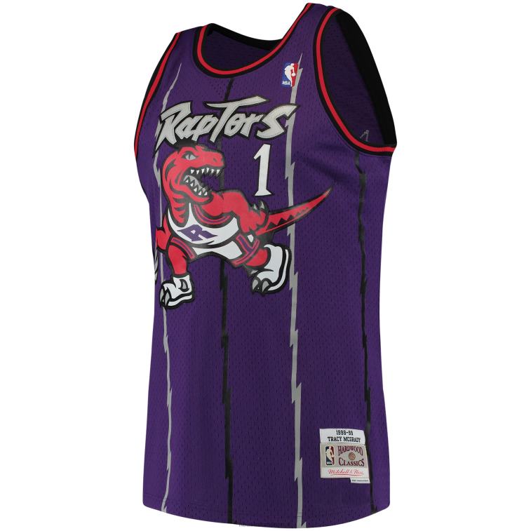 NBA 00F2L180 toronto raptors tracy mcgrady mitchell & ness viola hardwood classici maglia swingman