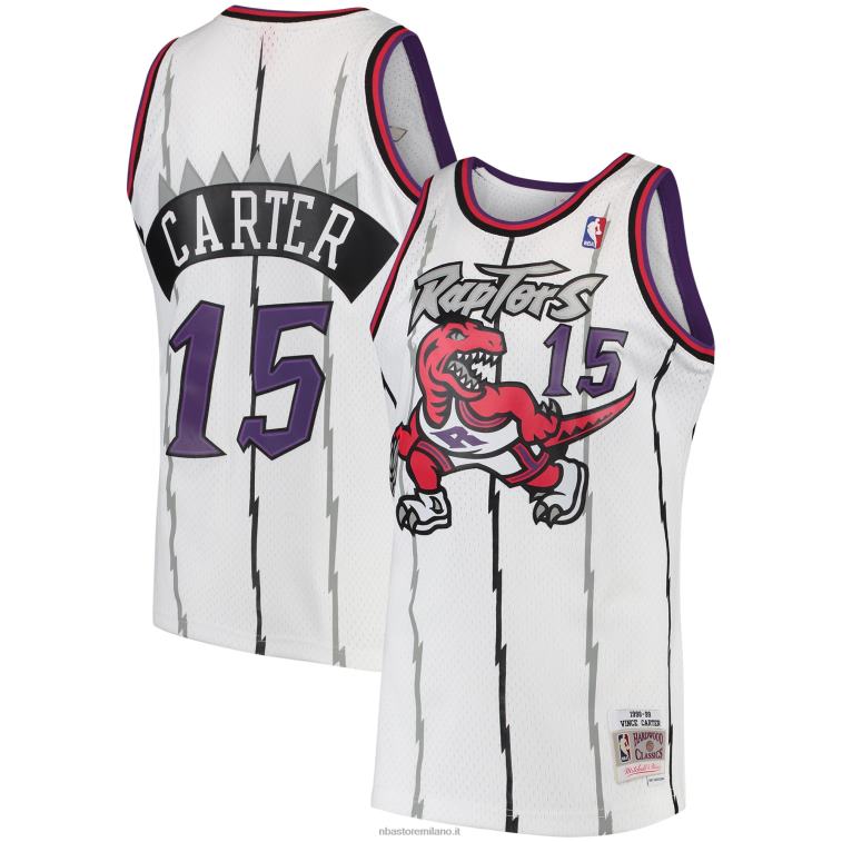 NBA 00F2L202 toronto raptors vince carter mitchell & ness bianco legno duro classici maglia swingman