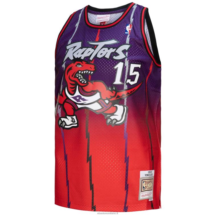 NBA 00F2L3033 toronto raptors vince carter rosso/viola hardwood classics fadeaway maglia da giocatore swingman