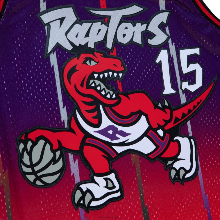 NBA 00F2L3033 toronto raptors vince carter rosso/viola hardwood classics fadeaway maglia da giocatore swingman