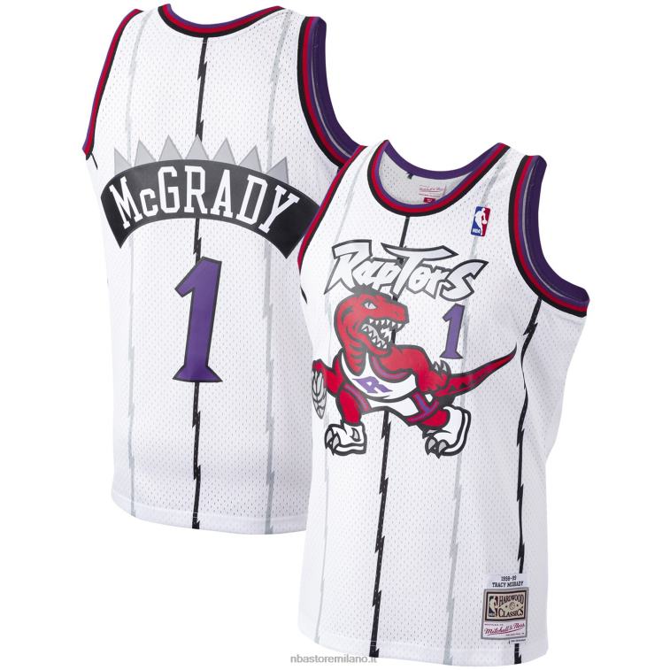 NBA 00F2L429 toronto raptors tracy mcgrady mitchell & ness white hardwood classics maglia giocatore swingman
