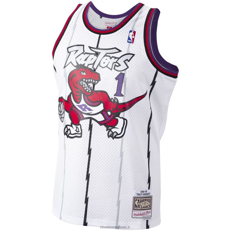 NBA 00F2L429 toronto raptors tracy mcgrady mitchell & ness white hardwood classics maglia giocatore swingman