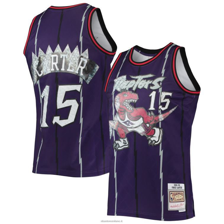 NBA 00F2L4632 toronto raptors vince carter viola hardwood classici 75 ° anniversario maglia swingman diamante
