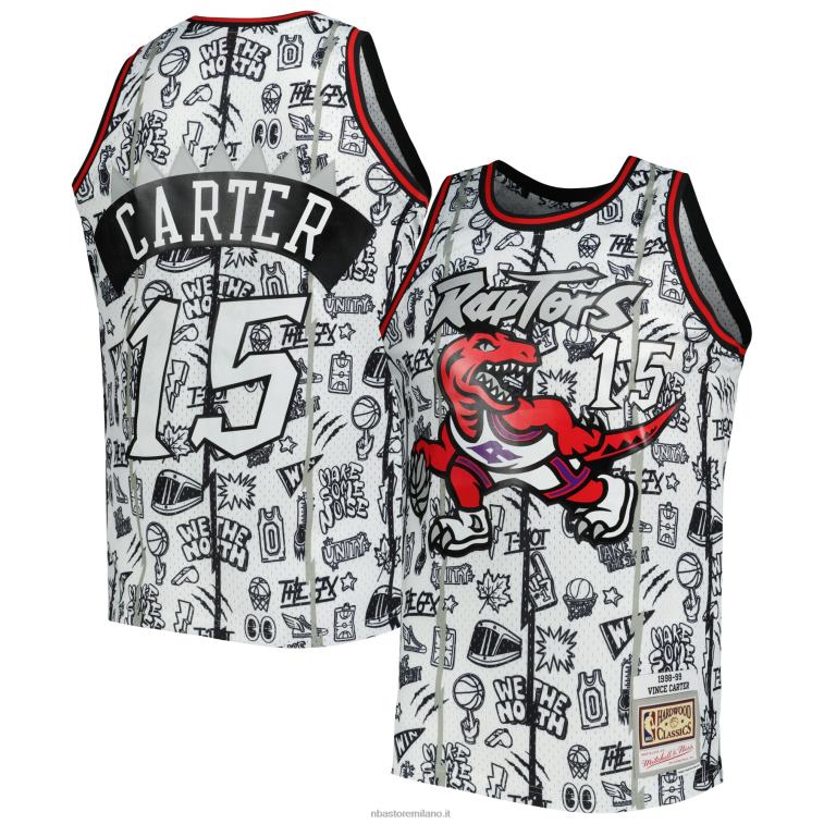 NBA 00F2L4712 toronto raptors vince carter mitchell & ness maglia swingman bianca